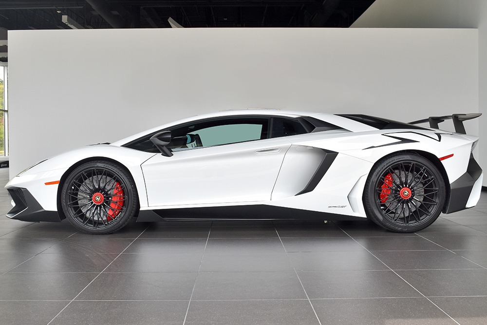 White Lamborghini Aventador Side View